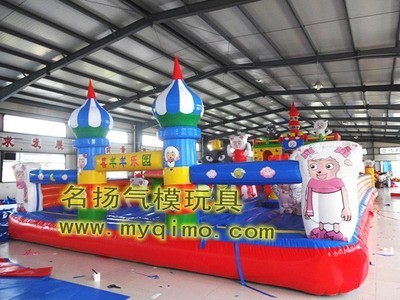 【廠家生產(chǎn)適合全國范圍內(nèi)適用的氣模玩具 熊出沒大滑梯】價(jià)格,廠家,圖片,淘氣堡,項(xiàng)城市花園名揚(yáng)氣模玩具廠-